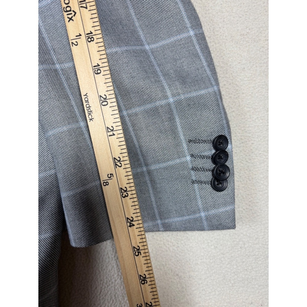 Arnold Brant Mens 46R Grey Windowpane Bamboo Blazer Sport Coat Made in Italy - Picture 5 of 8
